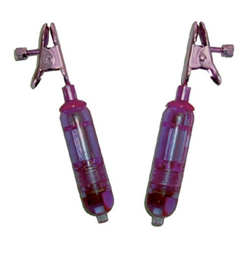 Фиолетовые виброклипсы для груди VIBRATING NIPPLE CLAMPS - фото 36903